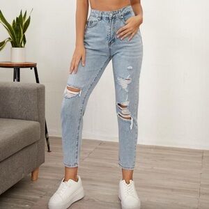 Abercrombie & Fitch Light Blue Distressed Boyfriend Jeans